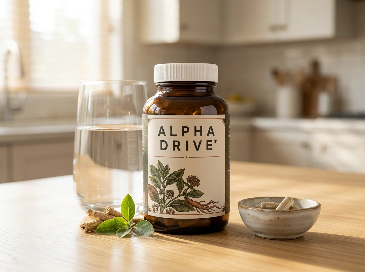 Alpha Drive supplement fles productfoto - voedingssupplement prostaat zink selenium